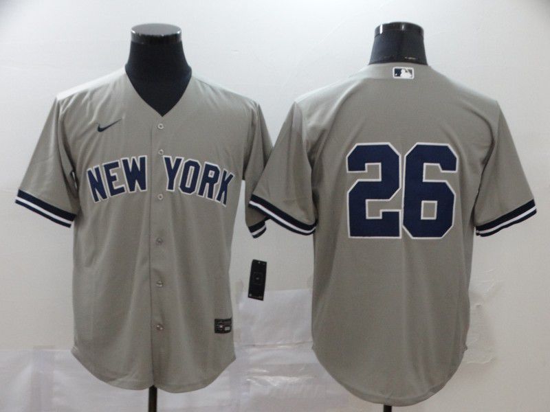Men New York Yankees 26 No name Grey Nike Game MLB Jerseys